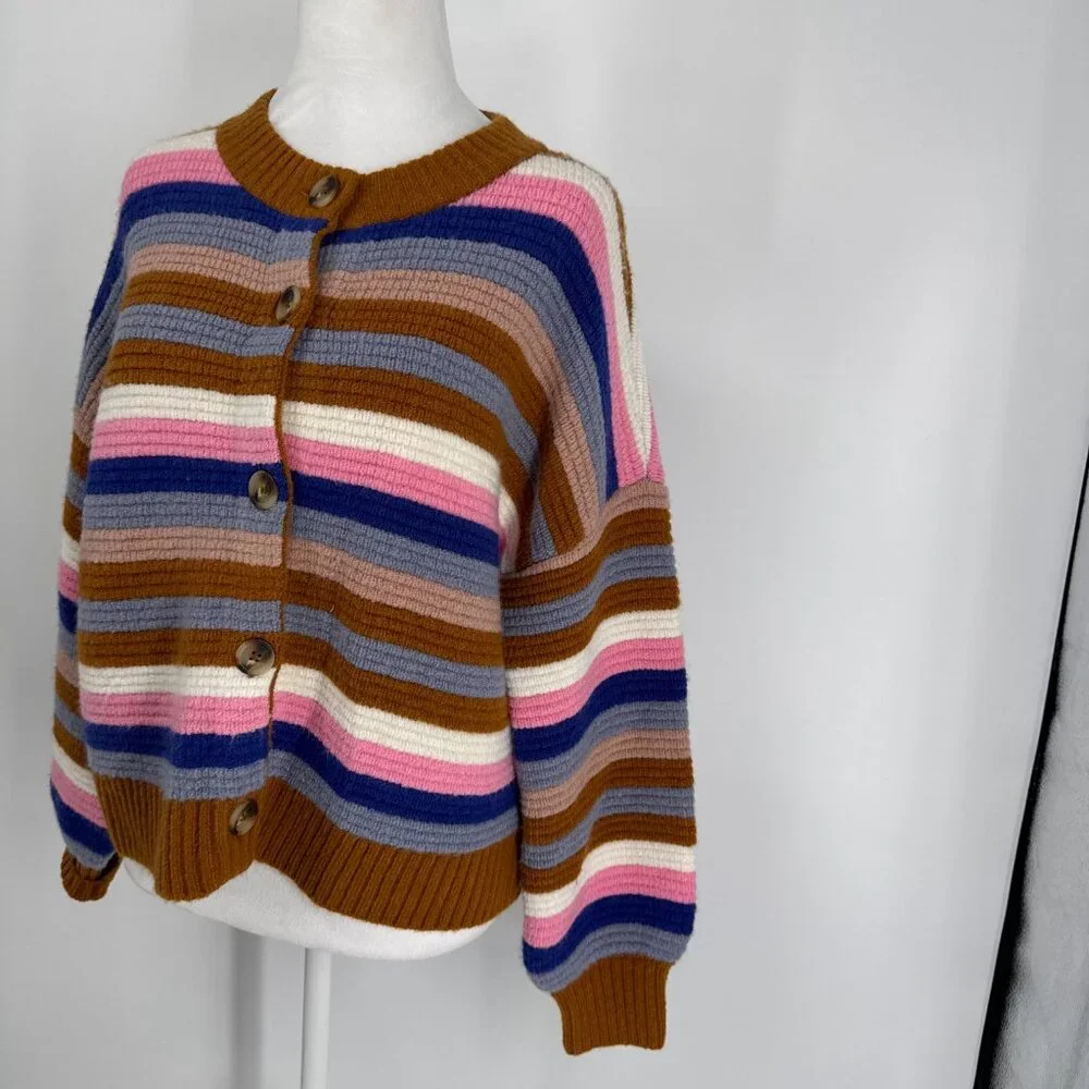 Madewell Striped Springview Sweater Cardigan Size S - Picture 4 of 13
